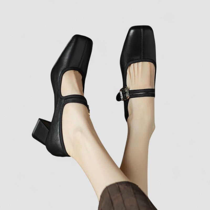 Chaussures à talons bébé Capucine™ noires, bride à boucle et bout fermé