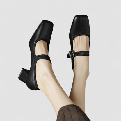 Chaussures à talons bébé Capucine™ noires, bride à boucle et bout fermé