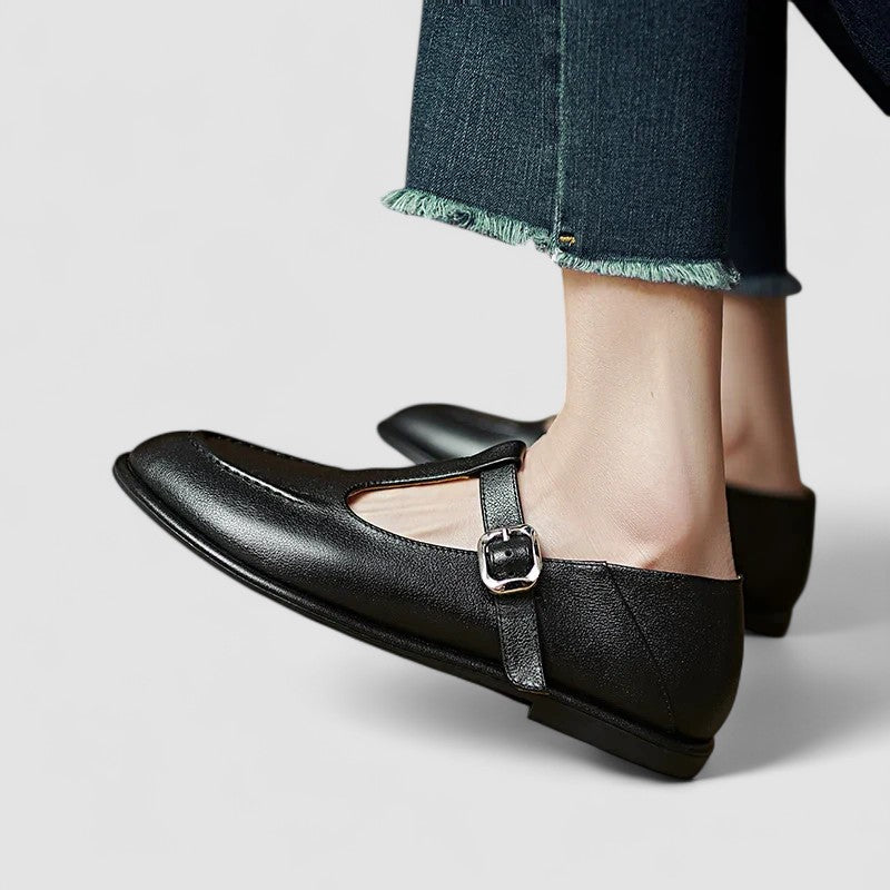 Chaussures bébé Clarisse™ noires à bout rond, bride et boucle métallique