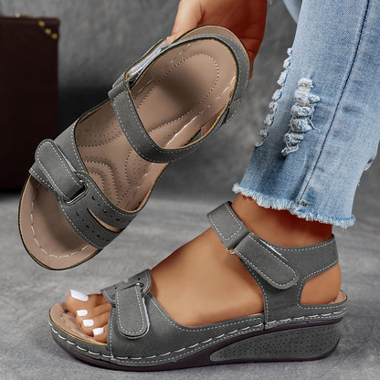 Sandales ergonomiques grises foncées à deux brides avec sangle ajustable