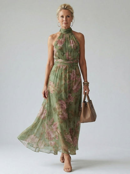 Mirelle | Robe midi à col montant et fronces