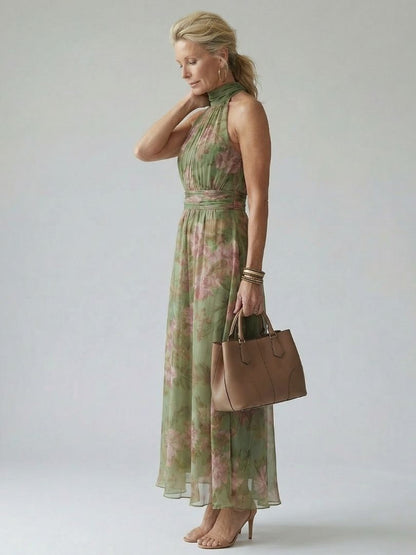 Mirelle | Robe midi à col montant et fronces