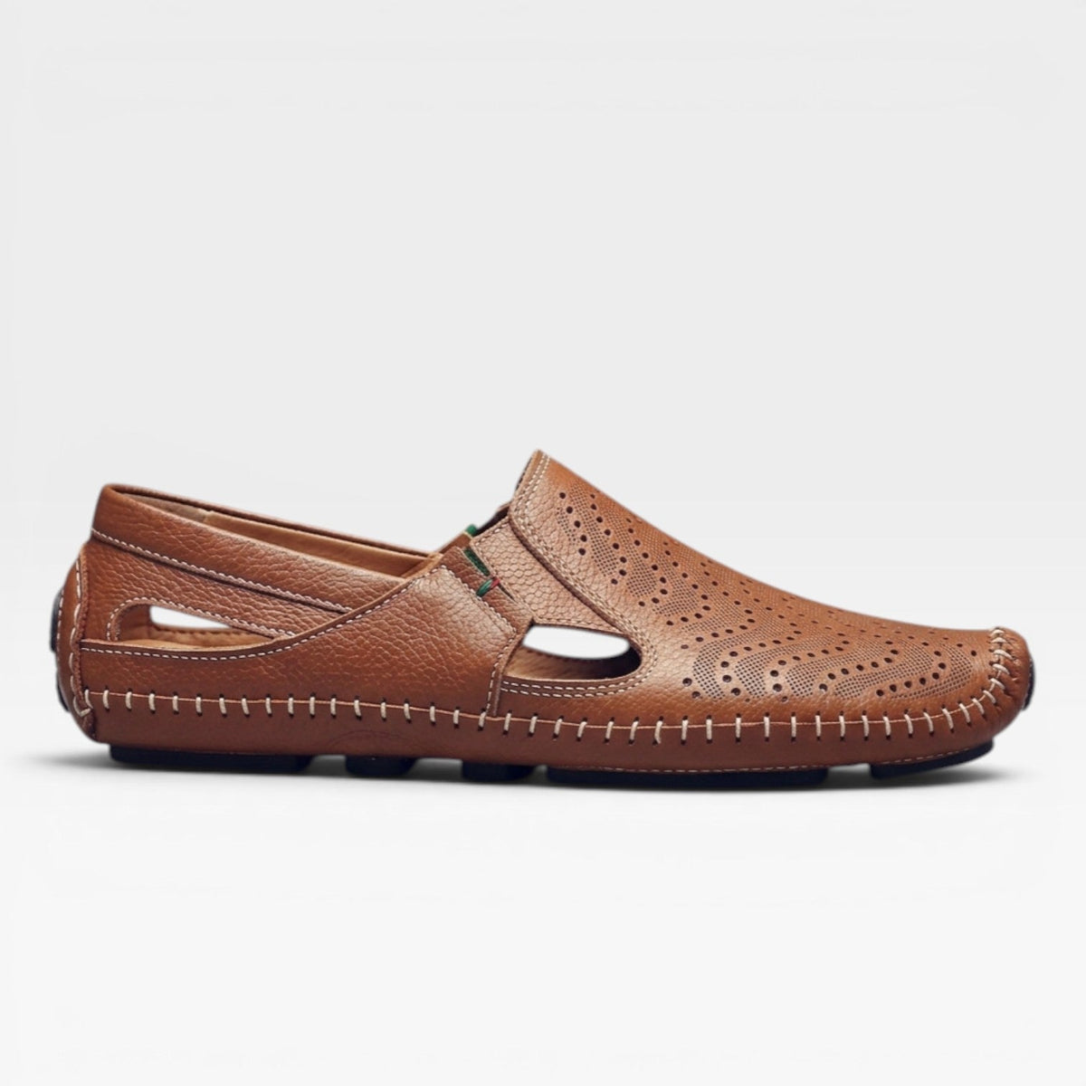Mules en cuir style italien pour hommes – Mules d'été décontractées à enfiler perforées