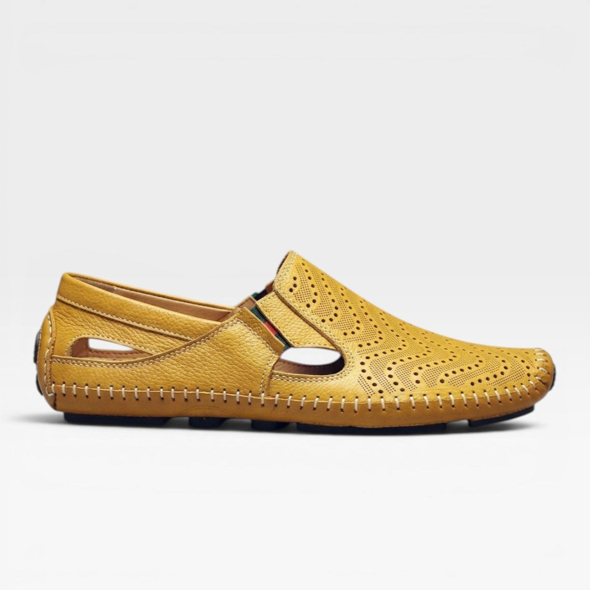 Mules en cuir style italien pour hommes – Mules d'été décontractées à enfiler perforées