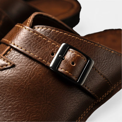 Mules en cuir pour hommes – Sabots d'été à enfiler avec bride à boucle