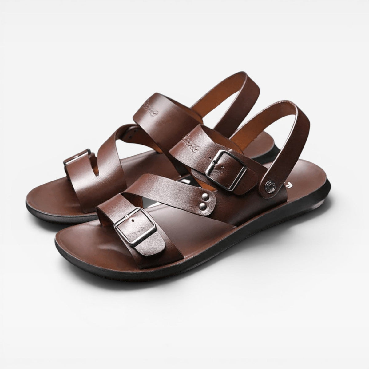 Sandales en cuir à bride réglable pour hommes – Style d'été confortable à boucle