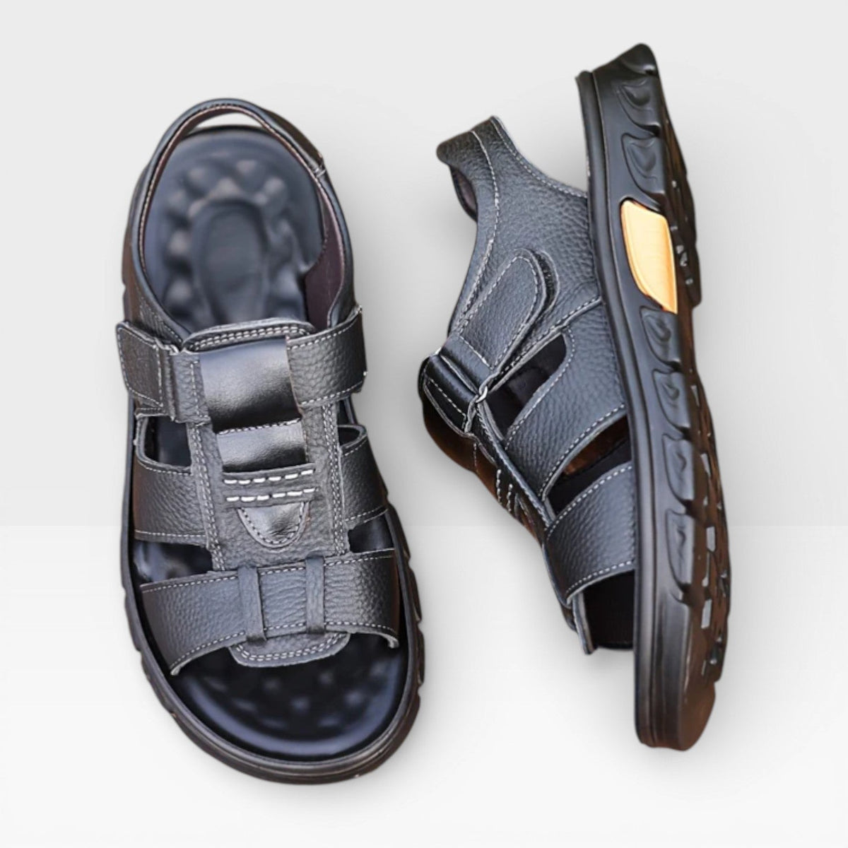 Sandales en cuir à semelle souple pour hommes pour l'été