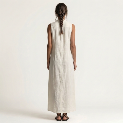 Mirabell | Robe maxi sans manches avec boutons et capuche