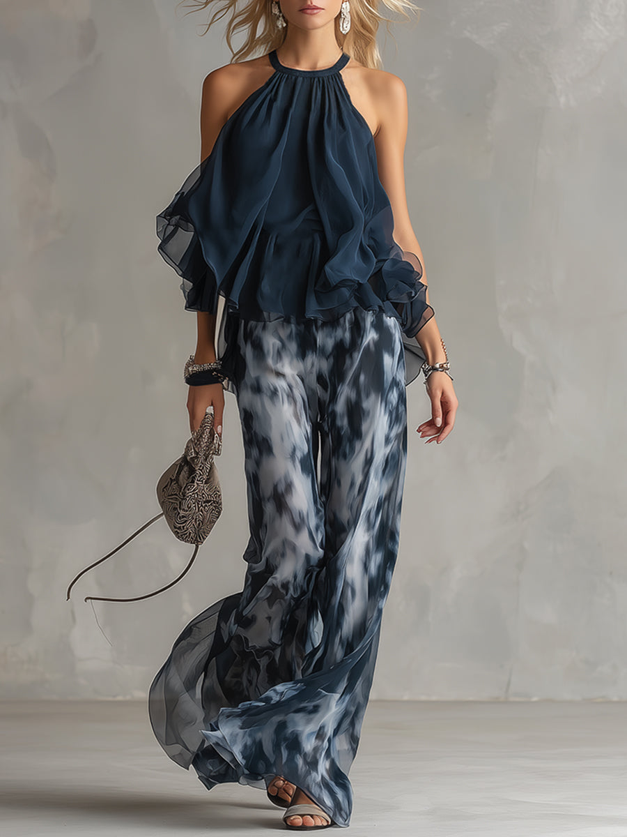 Élise | Ensemble élégant et léger composé d'un top fluide et d'un pantalon large