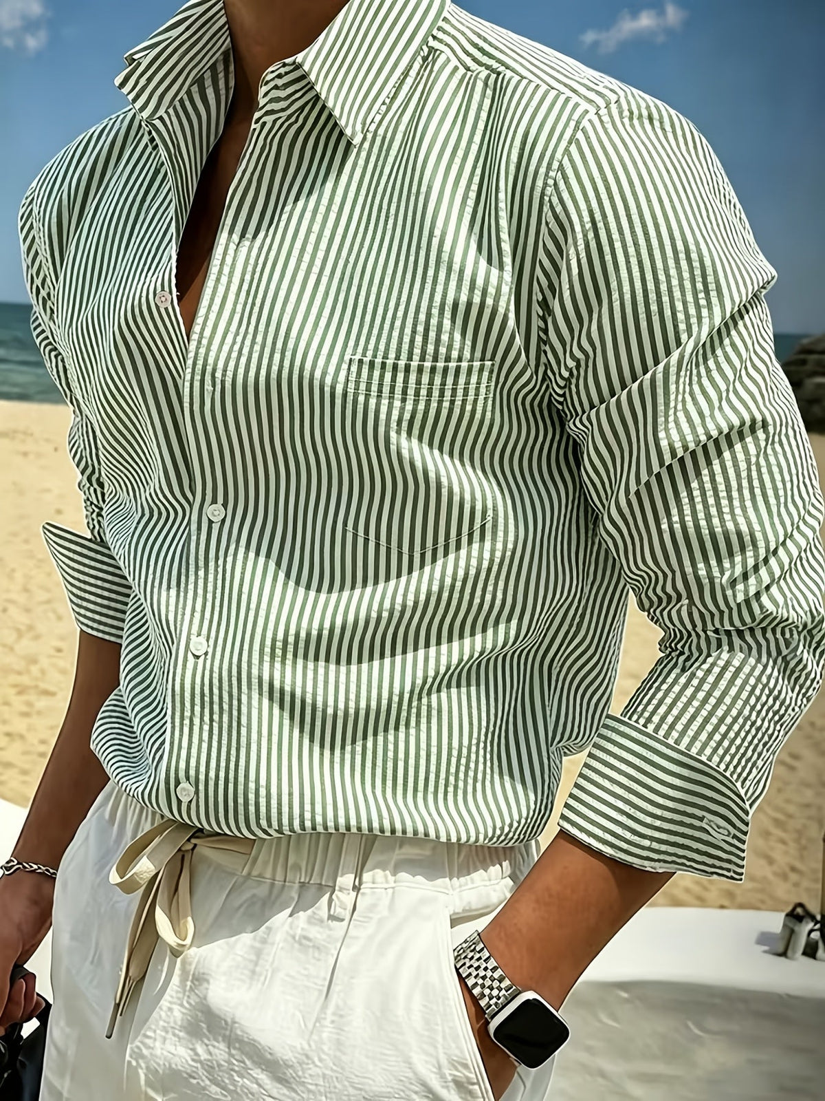 Wes | Chemise rayée à manches longues pour homme