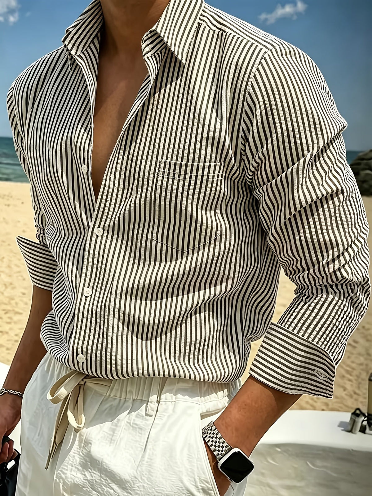 Wes | Chemise rayée à manches longues pour homme