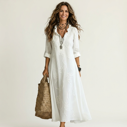 Mariam | Robe Maxi en Coton-Lin avec Broderie Florale Ton sur Ton" 

Rewritten: "Mariam | Robe Maxi en Coton-Lin avec Broderie Florale Subtile