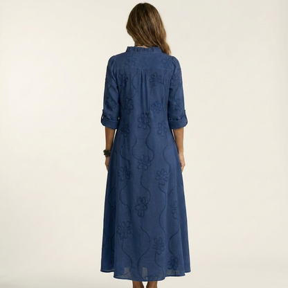 Mariam | Robe Maxi en Coton-Lin avec Broderie Florale Ton sur Ton" 

Rewritten: "Mariam | Robe Maxi en Coton-Lin avec Broderie Florale Subtile