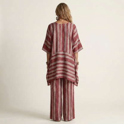 Kiara | Ensemble Bicolore en Coton-Lin à Rayures
