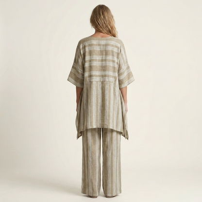 Kiara | Ensemble Bicolore en Coton-Lin à Rayures