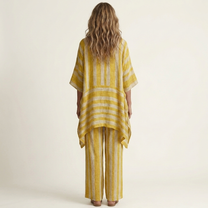Kiara | Ensemble Bicolore en Coton-Lin à Rayures