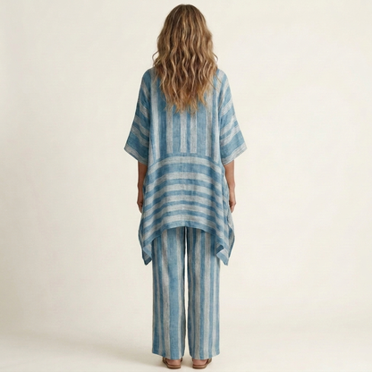 Kiara | Ensemble Bicolore en Coton-Lin à Rayures