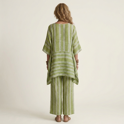 Kiara | Ensemble Bicolore en Coton-Lin à Rayures