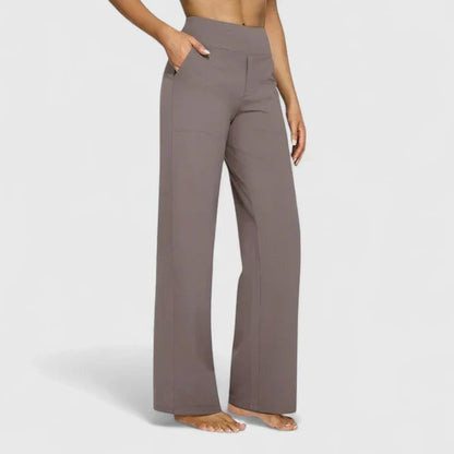 Pantalon ample taille mi-haute avec poches, taupe moyen