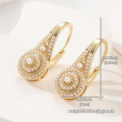 Boucles d’oreilles créoles dorées perle, motif goutte avec perles nacrées
