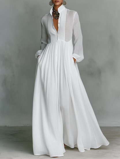 Serena | Robe longue boutonnée fluide
