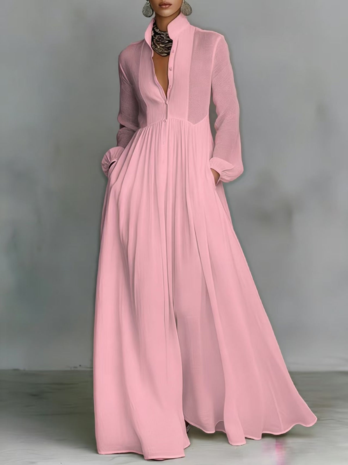 Serena | Robe longue boutonnée fluide
