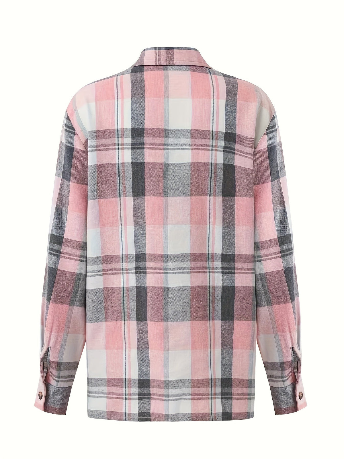 Chemise d’été à carreaux rose, dos, manches longues