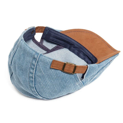 Casquette en jean bleu clair pour homme, intérieur avec doublure claire et sangle réglable