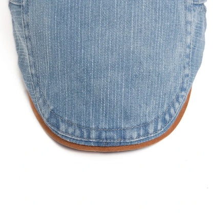 Casquette en jean bleu clair pour homme, vue arrière avec ourlet et couture en bordure
