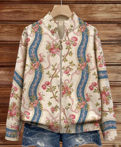 Eulalia | Cardigan à ruban en rose grimpant