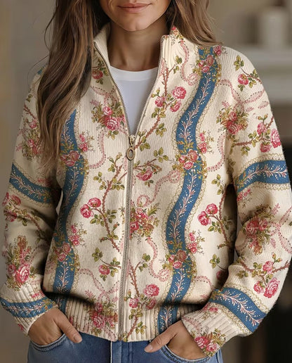 Eulalia | Cardigan à ruban en rose grimpant