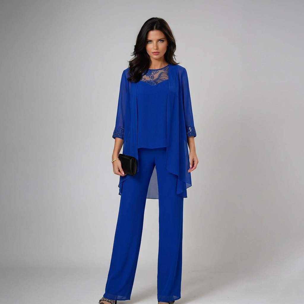 Iva ensemble élégant 3 pièces bleu roi