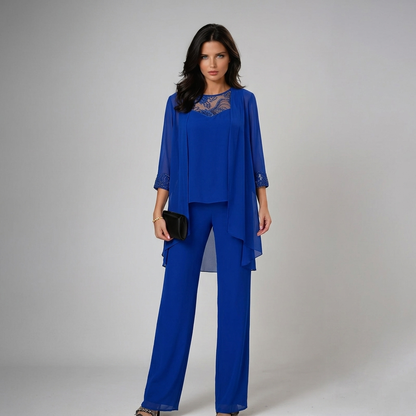 Iva ensemble élégant 3 pièces bleu roi