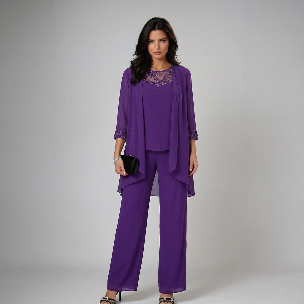 Iva ensemble élégant 3 pièces violet