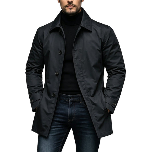 Lucien trench imperméable mi-long, noir