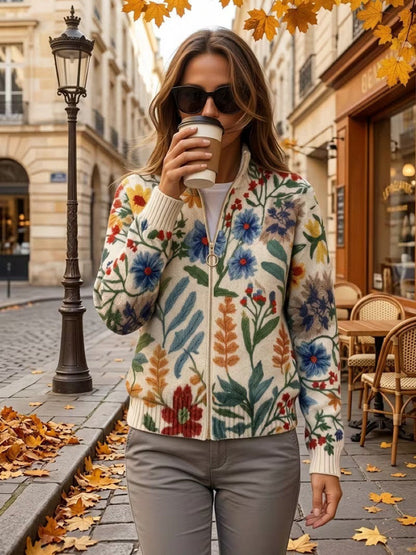 Tabitha | Cardigan zippé floral du jardin botanique